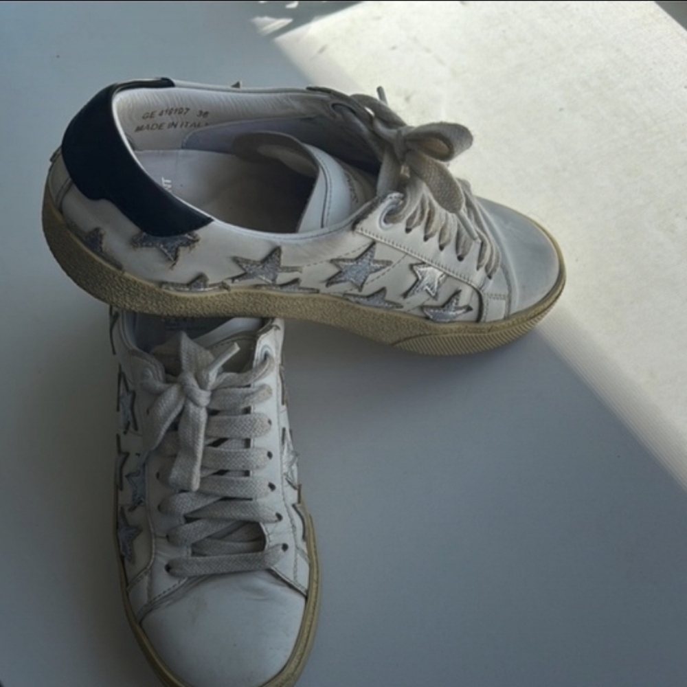 Star-Embellished White Sneakers